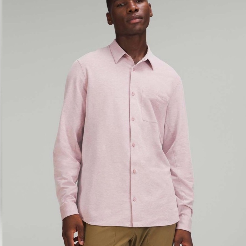 lululemon athletica Men's Light Pink Casual Button-Down Shirt